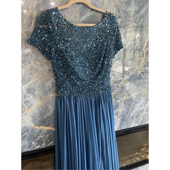 Terani couture blue sequin top dress size 6 - Picture 5 of 8